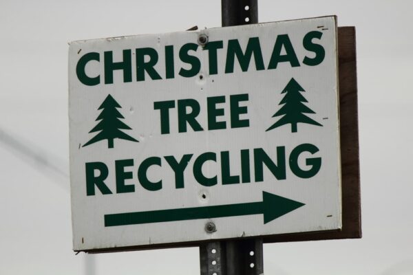 Christmas tree recycling sign