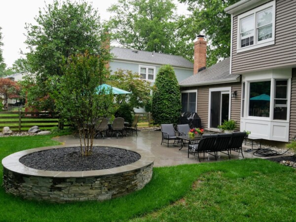 photo of patio and stone planter