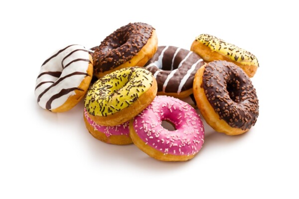 A pile of various donuts